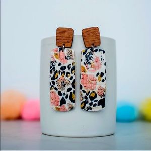 leopard & blushing floral earrings